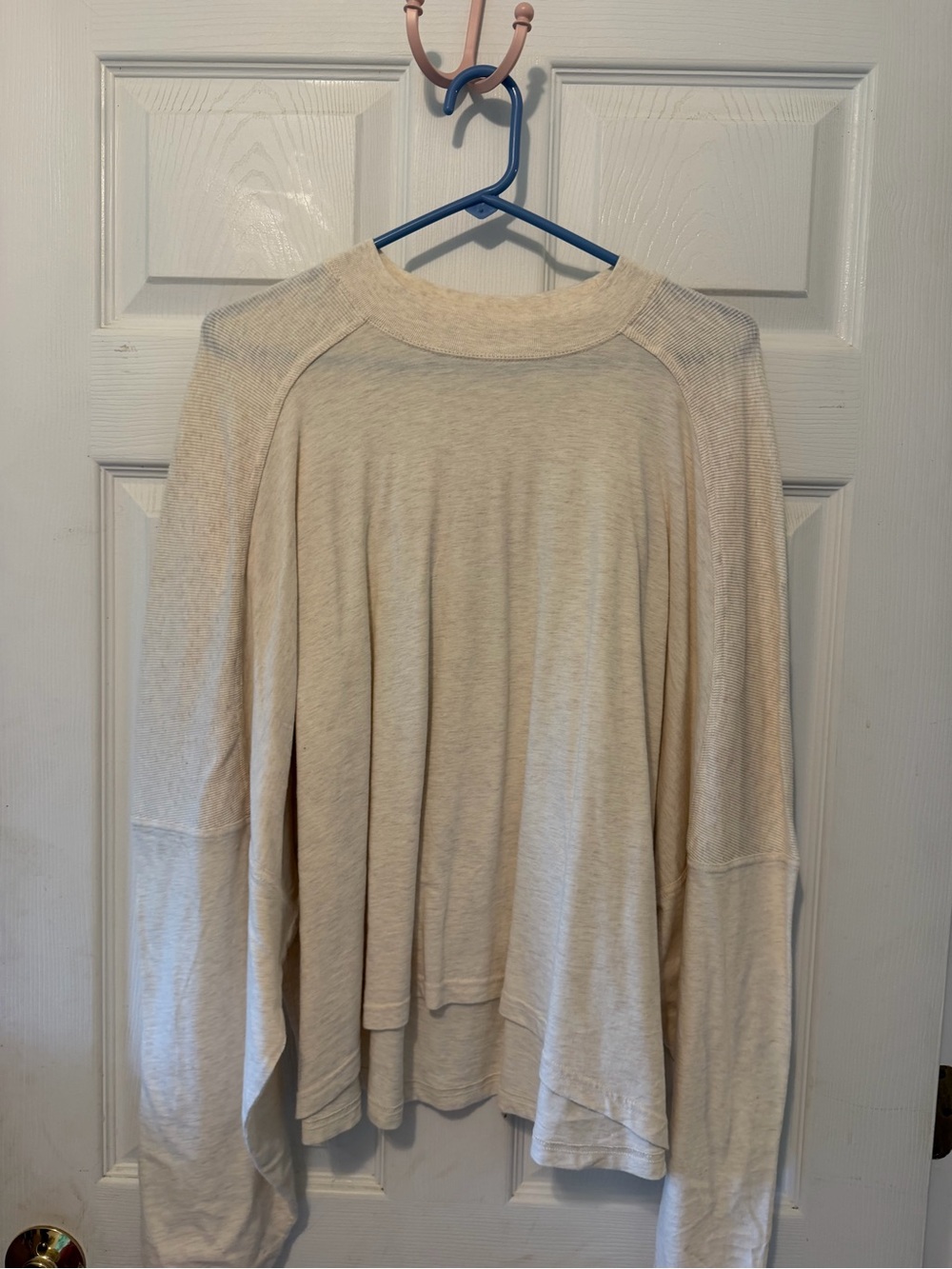 American Eagle Outfitters Cream Scoop Neck Long-Sleeve Pullover